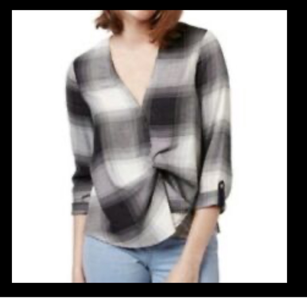 TopShop Plaid Knot Top